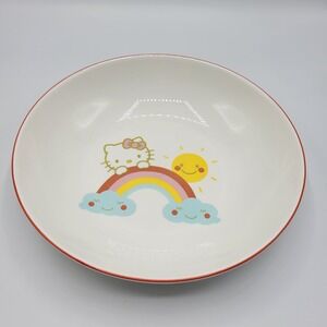 Hello Kitty Sanrio 9" Ceramic Bowl Cereal Pasta Noodle Over the Rainbow